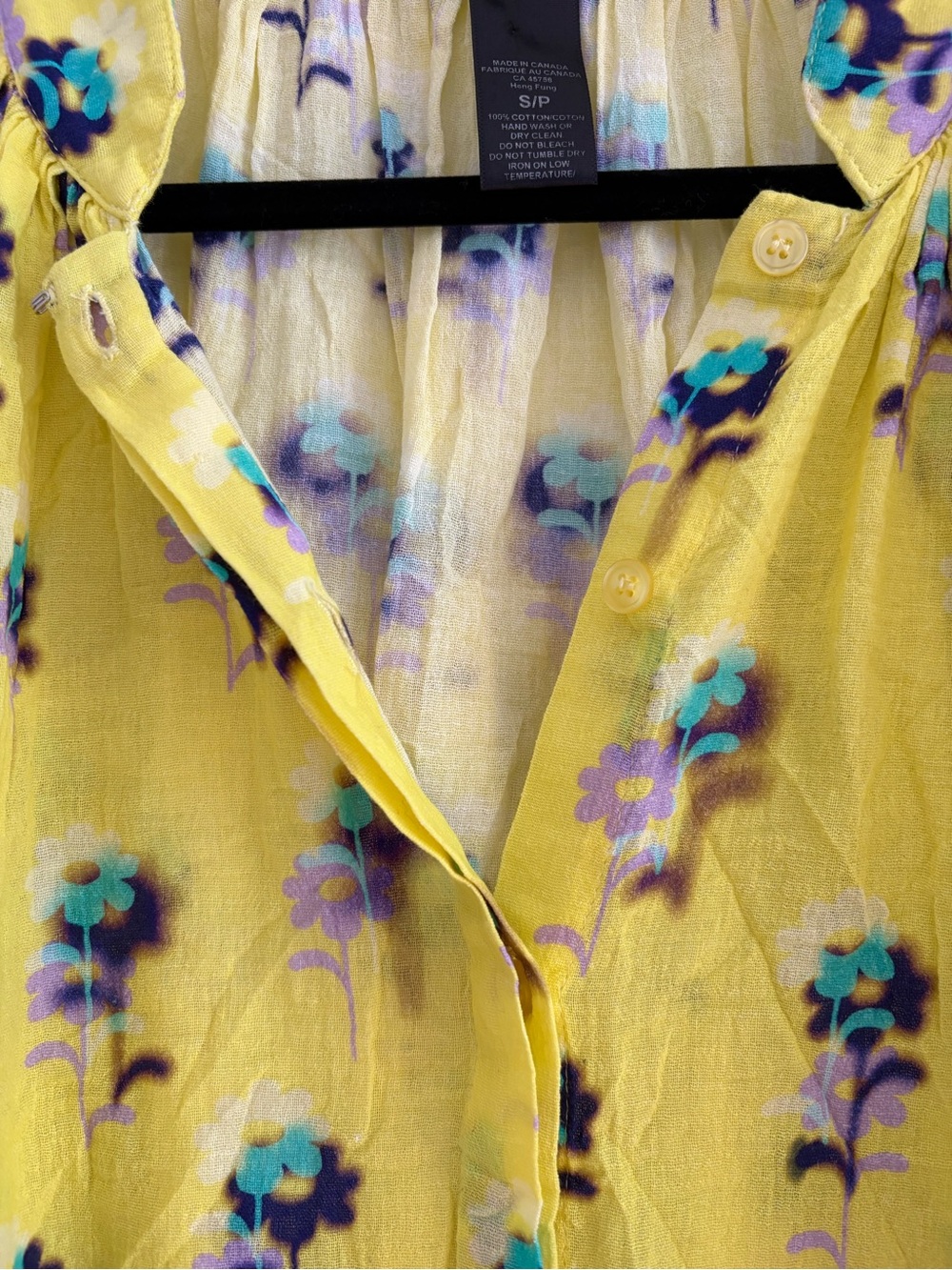 Smythe Gathered Blouse In Lemon Floral Print size S - Picture 10 of 12